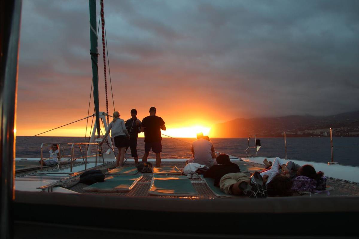 Sunset On Catamaran On The Madeira Island