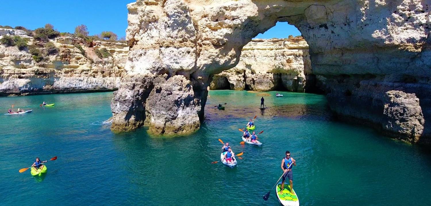 from albufeira: kayak & sup guided tour to area of benagil