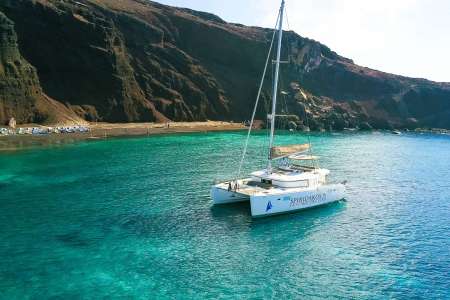 From Santorini: Daily Sailing Catamaran Cruise With Meals And Drinks
